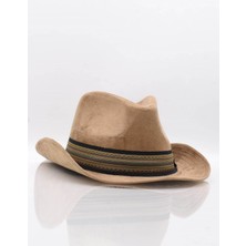 Erkek Fötr Kovboy Şapka Nubuk-Camel