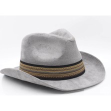 Erkek Fötr Kovboy Şapka Nubuk-Gri