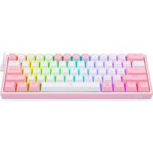 Redragon K617-RGB Fızz %60 Q Türkçe Kablolu Mekanik Klavye Beyaz Pembe