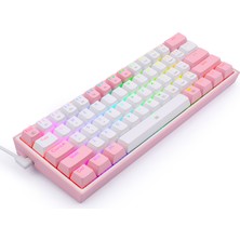 Redragon K617-RGB Fızz %60 Q Türkçe Kablolu Mekanik Klavye Beyaz Pembe