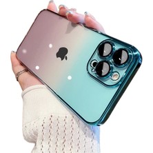 SPHONE Iphone 13 Pro Max Kılıf Kamera Korumalı Renk Geçişli Şeffaf Sert Rainbow Silikon Kapak Glass Case