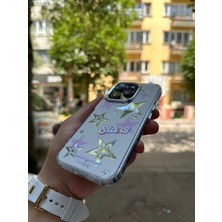 SPHONE iPhone 13 Pro Max Kılıf Hologramlı Casetify Stars Yazılı Parlak 3D Grafiti Desenli Figür Emoji