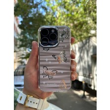 SPHONE iPhone 14 Pro Max Kılıf Hologramlı Casetify Butterfly Kelebek Desenli 3D Grafiti Gigür Emoji Parlak