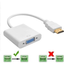 Ulu Bilgisayar HDMI To VGA Çevirici Dönüştürücü Kablo Beyaz Yüksek Çözünürlük Full HD 4K 1080p