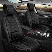 AG Store Nissan Navara Uyumlu Yarı Deri Oto Koltuk Kılıfı Ön/arka Set (Roma Seri) Siyah
