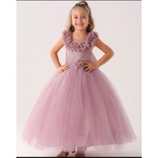 Lisa Kids Çiçek Yaka Gelinlik-Abiye