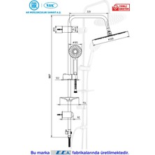 Ar Ark Banyo Yuvarlak Takım Duş Kolonu Tepe Duş Başlık Seti 102158036