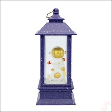 Süsle Bebek ve Parti Uçuşan Simli,12,5cm x 5cm LED Işıklı Astronot Fener Küre - D