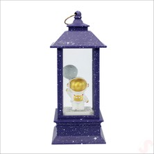 Süsle Bebek ve Parti Uçuşan Simli,12,5cm x 5cm LED Işıklı Astronot Fener Küre - A