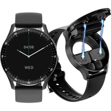 Byrtech RW-37 Bluetooth Kulaklıklı 2si 1 Arada Gps/nfc/siri Destekli Deri Kordonlu Watch Buds Akıllı Saat