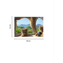 Vision Novas Kedi Sevgisi ile Manzaraya Yolculuk Özel Kadife Duvar Örtüsü Duvar Halısı Tapestry