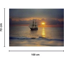 Vision Novas Deniz Rüyası: Sabahın Ilk Işıklarıyla Gelen Gemi Özel Kadife Duvar Örtüsü Duvar Halısı Tapestry