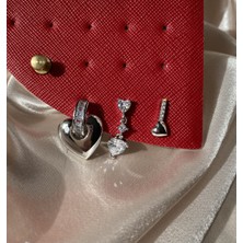 Hillshine Kalp Charmlı 3'lü Silver Küpe