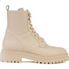 Greyder 30862 Kadın Ekru  Deri Mılıtary Bot