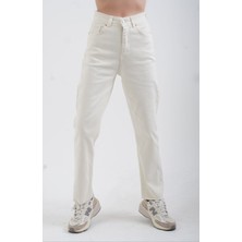 Zelish My Sister Ekru Paçası Dikişsiz Mom Fit Jean Pantolon