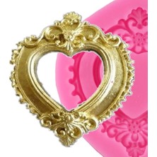 Morlalem 8,5cm Mini Minyatür Kalp Çerçeve Silikon Kalıp K-1237