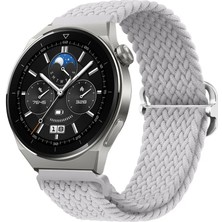 Quse Huawei Watch Gt2 42MM Uyumlu Ayarlanabilir Tokalı Örgü Kordon Inci Beyazı