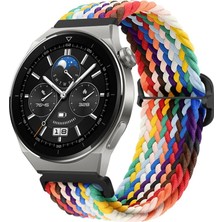 Quse Huawei Watch Gt2 42MM Uyumlu Ayarlanabilir Tokalı Örgü Kordon Gökkuşağı