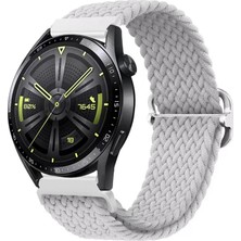 Quse Amazfit Gts 4 Mini Uyumlu Ayarlanabilir Tokalı Örgü Kordon Inci Beyazı