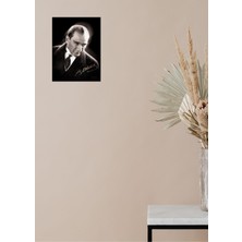 Hediye Vakti Mustafa Kemal Atatürk Ahşap Retro Vintage Poster