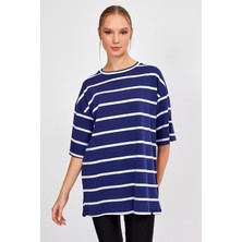 Alexander Gardi Çizgili Oversize T-Shirt (E23-0046)