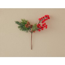 English Home Kokına Pinecone Tek Dal Yapay Çiçek Kırmızı