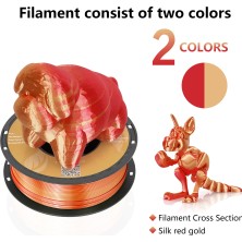 Kingroon Dual Color PLA Silk Filament - Çift Renkli Kırmızı Altın - 1.75 - 1kg