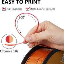 Kingroon Dual Color PLA Silk Filament - Çift Renkli Kırmızı Altın - 1.75 - 1kg