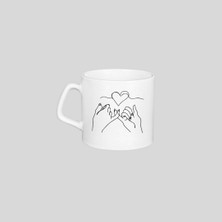 Hunters Black Illustrated Lineart Hand Valentine's Day Mug Tasarımlı Afilli Kupa Bardak