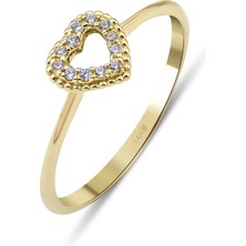Kairos Jewelry 14 Ayar Altın Işıldayan Kalp Yüzük KRS123-14GRZ