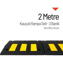 Kauçuk Rampa Set, Otopark Rampası, Kaldırım Rampası 50x30x4,5 cm - 3 Bantlı - 2 Metre