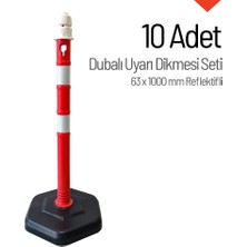 10'lu Dubalı Kırmızı Uyarı Dikmesi, 2 Reflektifli - 100 x 6 cm