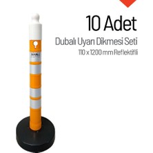 10'lu Dubalı Sarı Uyarı Dikmesi, 4 Reflektifli - 120 x 11 cm
