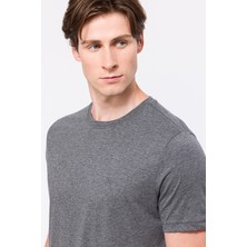 Edwards Erkek Gri Melanj Organik Pamuklu Bisiklet Yaka T-Shirt