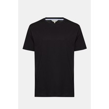 Edwards Erkek Siyah Organik Pamuklu Bisiklet Yaka T-Shirt