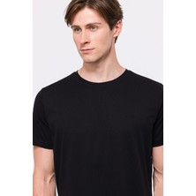 Edwards Erkek Siyah Organik Pamuklu Bisiklet Yaka T-Shirt