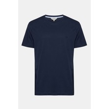 Edwards Erkek Lacivert Organik Pamuklu Bisiklet Yaka T-Shirt