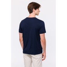 Edwards Erkek Lacivert Organik Pamuklu Bisiklet Yaka T-Shirt