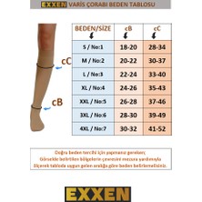 Exxen Diz Altı Burnu Açık Ccl2 Orta Basınçlı Siyah Renk Varıs Çorabı (Çift Bacak) Elit Seri