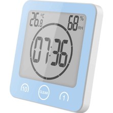Jingyikeji Su Geçirmez Dijital Saat, Büyük LCD Ekranlı Banyo Duş Saati Zamanlayıcısı, Nem Sıcaklık Göstergesi, Banyo Duşu Makyaj Pişirme Için Duvar Saati Zamanlayıcısı (Mavi) (Yurt Dışından)