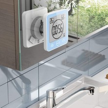 Jingyikeji Su Geçirmez Dijital Saat, Büyük LCD Ekranlı Banyo Duş Saati Zamanlayıcısı, Nem Sıcaklık Göstergesi, Banyo Duşu Makyaj Pişirme Için Duvar Saati Zamanlayıcısı (Mavi) (Yurt Dışından)