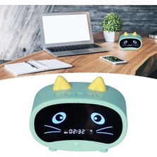 Jingyikeji Dijital Çalar Saat Hoparlörü, Sıcaklık Göstergeli Karikatür Kedi Çalar Saat, Çift Çalar Saat, Bluetooth Hoparlör Radyo, Yatak Odası Ofisi Için Eller Serbest Çağrı (Yeşil) (Yurt Dışından)