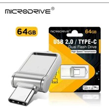 Microdrive 64GB. Type-C ve USB Flash Bellek Çift Girişli Metal Sağlam Orjinal