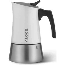 Alocs Taşınabilir Mocha Pot 450 ml 9 Cup Beyaz