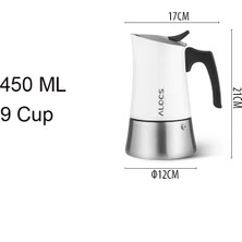 Alocs Taşınabilir Mocha Pot 450 ml 9 Cup Beyaz