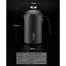 Alocs Paslanmaz Çelik French Press 600 ml