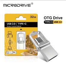 Microdrive 32GB. Type-C ve USB Flash Bellek Çift Girişli Metal Sağlam Orjinal