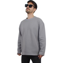 Ps Moda Yumuşak Pamuklu Kumaş Oversize Yuvarlak Yakalı Salaş Sweatshirt Erkek