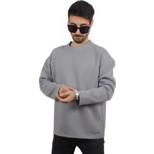 Ps Moda Yumuşak Pamuklu Kumaş Oversize Yuvarlak Yakalı Salaş Sweatshirt Erkek