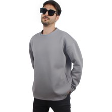 Ps Moda Yumuşak Pamuklu Kumaş Oversize Yuvarlak Yakalı Salaş Sweatshirt Erkek